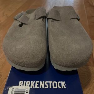 Birkenstock Boston clog suede stone coin 39 narrow 8 8.5 NIB